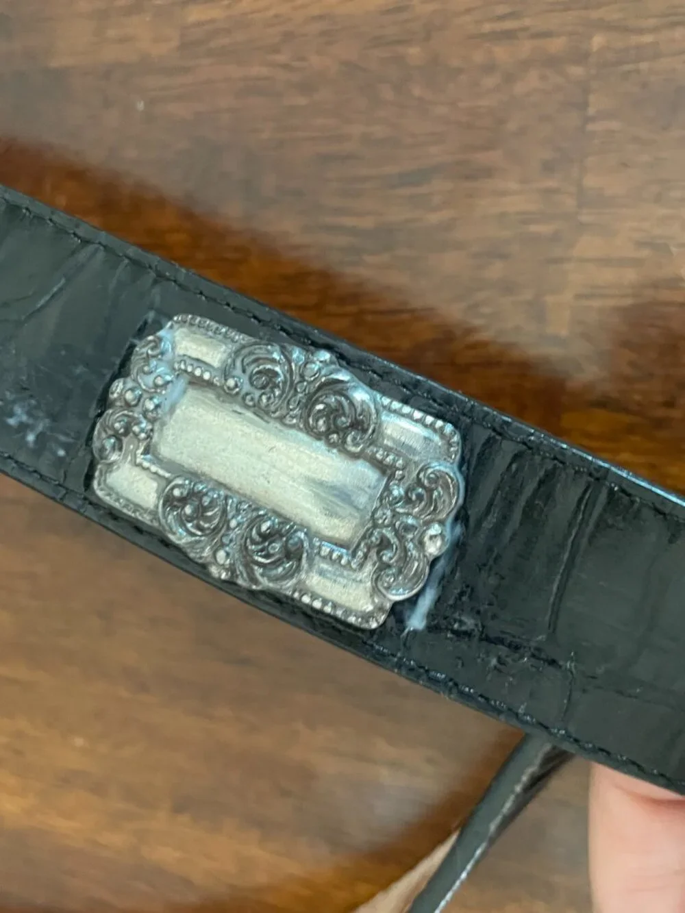 Brighton Women's Black Silver Leather Embellished Belt Large Western